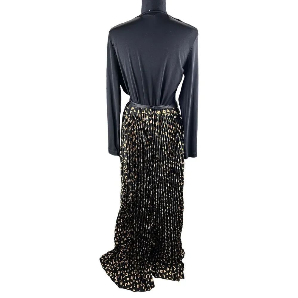 Lularoe Deanne Elegant Wrap Gold & Black Belted Maxi Cocktail Dress Size Medium - Picture 5 of 6